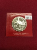 1973 Trinidad and Tobago Five Dollar Coin, Sterling Silver Proof