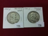 1952-S, 1954-S Franklin Half Dollar