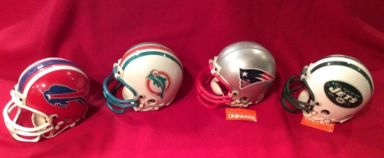 Riddell Mini Helmets 3 5/8" AFC East Jets, Patriots, Dolphins, Bills