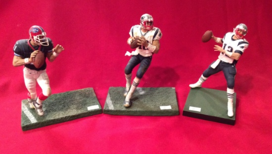 Patriots Brady Figurines and Bills Bledsoe Figurine