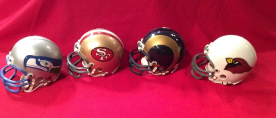 Riddell Mini Helmets 3 5/8" NFL NFC West Cardinals, Rams, 49ers, Seahawks