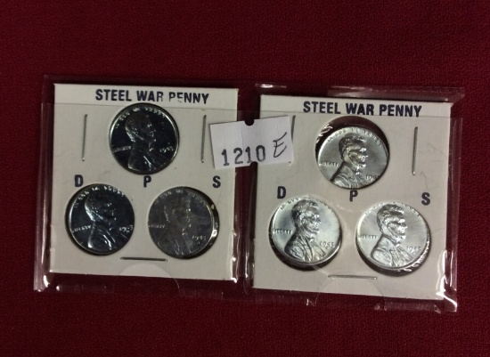 6 Steel War Pennies, D, P, & S