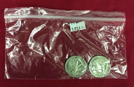 2 Walking Liberty Half Dollars