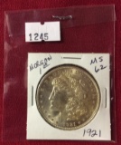 1921 Morgan Silver Dollar, MS62