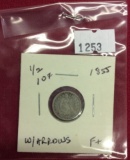 1855 Seated Liberty Half Dime with Arrows, F+