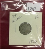 1873 Three Cent Piece, F+