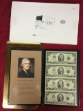 2 Partial Sheets of 2003 $2 Bills (8 bills total)