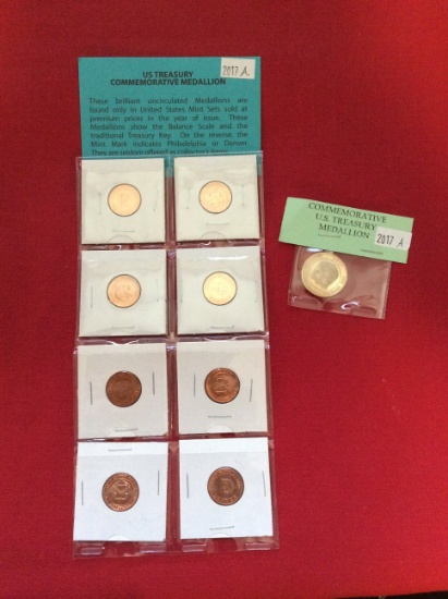 (8) US Treasury Commemorative Medallions & (1) Commemorstive U.S. Treasury
