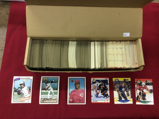 Box full of Sports Collector Cards including Baseball & Hockey