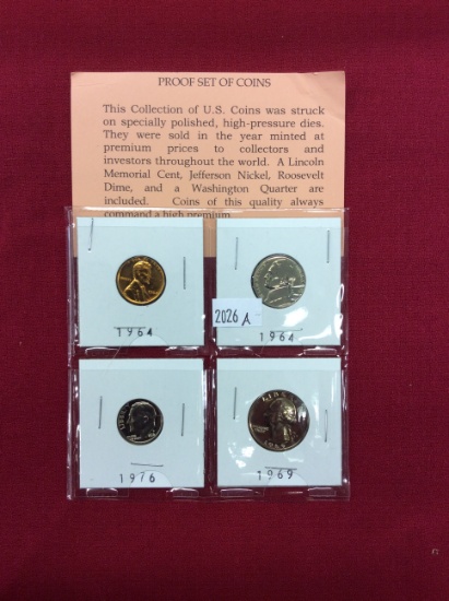(4) Proof Set of Coins: 1964, 1964, 1969 & 1976