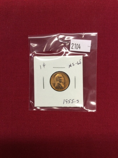 1955-S Lincoln Head Cent, MS-65