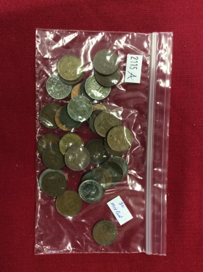 (30) Assorted World Coins