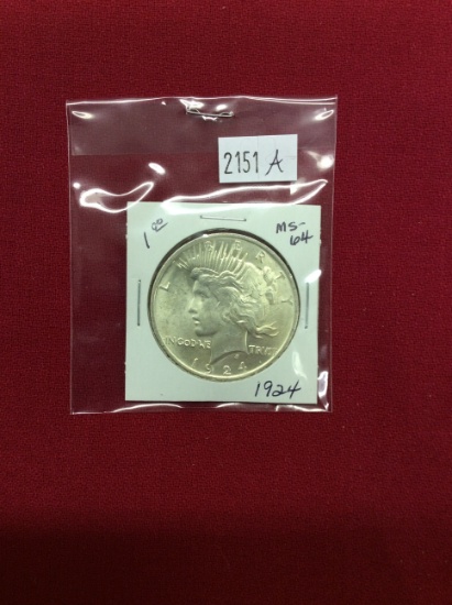 1924 Peace Dollar, MS-64