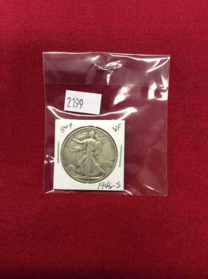 1946-S Walking Liberty Half Dollar, VF
