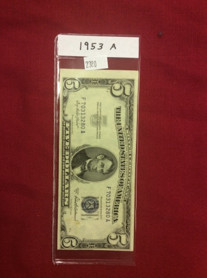 1934 A $5 Bill, Blue Seal