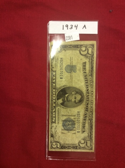 1953 A $5 Bill, Blue Seal