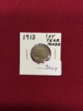1913 Buffalo Nickel, First Year Made