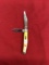 Case Acorn Shop yellow handle 2 bladed 3244 pattern full blade hairline cra