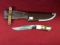 1993 Bear MGC USA NKCA club knife, stag handle straight knife with sheath 0