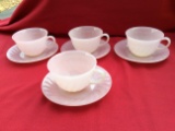 Set of 4 Fire King Cup & Saucers