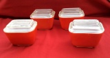 Set of 4 Pyrex Red Refrigerator Dishes