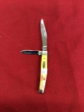 Case Acorn Shop yellow handle 2 bladed 3244 pattern full blade hairline cra