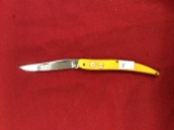 Kabar Single Bladed Pocket Knife, Yellow Handle, Full Blade