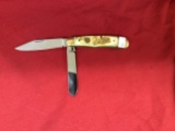 McVey Custom made 2 bladed stag trapper, brass bolsters and shield