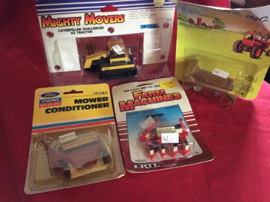 Assortment 1/64 Cat Challenger, Hay Bine, Planter, & Wagon