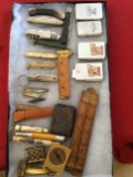 Collection of Pocket Knives, Lighters, & Measuring Devices