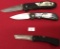 3 pocket Knives Single Blade (1- Frost, 1- Maxam, 1- Barracuda, all Made Ch