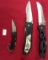 3 pocket Knives Single Blade ( All Frost, Made In China)