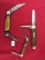 3 Pocket Knives 2 Blades (1 Majestic, 1-Tower, 1-Canton with Churubusco Lum