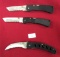 3 Pocket Knives Single Blade all Barracuda (Made in China)