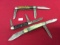 3 Pocket Knives 3 Blades (1-Bear Hunt Solingen,1-Western USA, 1-Unknown)