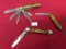 3 Pocket Knives (1 Blade Kutmaster USA, 1 Blade Thorton USA, 5 Blade China)