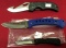 3 Pocket Knives ( Frost Cutlery Barracuda, 410 Stainless China)