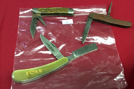 3 Pocket Knives  2 Bladed ( 1-German,1-Japan, 1 Unknown)