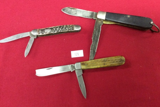 3 Pocket Knives 2 Blades (1-Wildboar USA Tip Off)(1-Camillus)(1-Stainless i