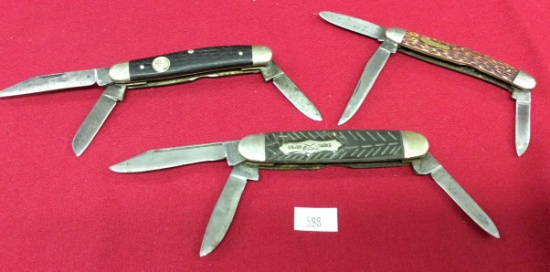 3 Pocket Knives 3 Blades (1-Camillus, 1- Boker (German), 1- Ulsten(USA))