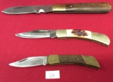 3 Pocket Knives Single Blade ( 1- Pakistan, 1 Winchester Piece Missing, 1 p