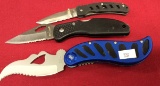 3 Pocket Knives Single Blades ( 1-Barracuda, 1 Maxam, 1-Frost ) All Made In