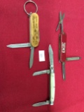 3 Pocket Knives ( 3 Blade Sabre Japan, 2 Blade Unknown-