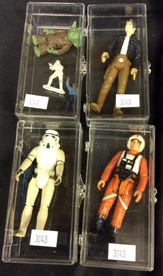 4 Star Wars Figures: Fighter Pilot Luke Skywalker,Clone Trooper, Han Solo,