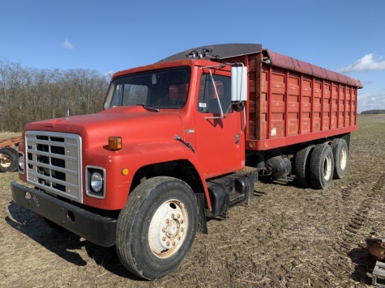 1979 International S 1954 Tandem Axle Grain Truck, 20 Foot Steel Bed, Sherlock Roll Tarp, 416,000 Mi