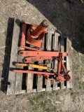 Assorted Allis Chalmers hitches, draw bars, parts