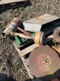 Assorted parts including breather, plow cutter, wagon slides