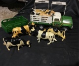 Nylint Farms Truck With Plastic Animals Trailer And Extra Stock Racks