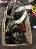 Box of miscellaneous items including torch head