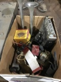 Assorted miscellaneous items including airhorns and CB radio